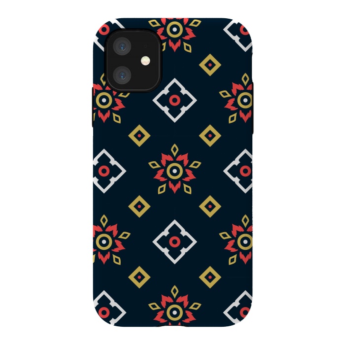 iPhone 11 StrongFit BLACK RED ETHNIC PATTERN by MALLIKA