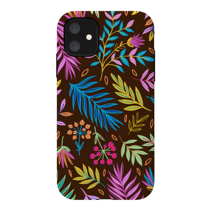 iPhone 11 StrongFit MULTICOLOUR LEAF PATTERN by MALLIKA