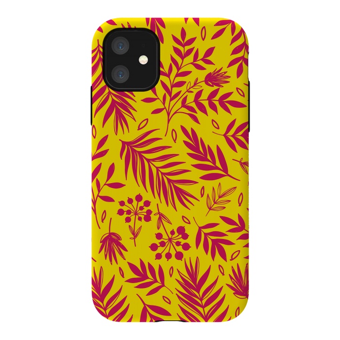 iPhone 11 StrongFit PINK YELLOW FLORAL PATTERN by MALLIKA