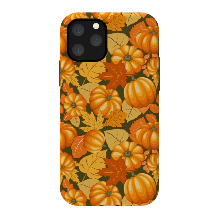 iPhone 11 Pro StrongFit Pumpkins and Autumn Leaves Party by BluedarkArt