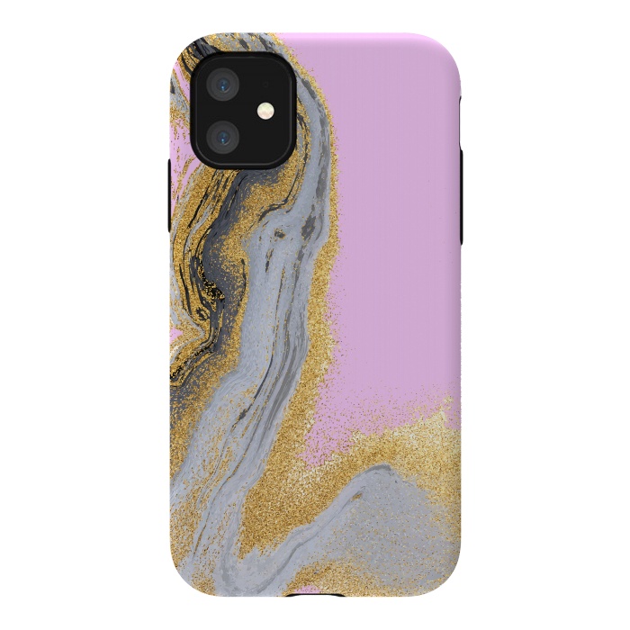 iPhone 11 StrongFit Black and golden liquid marble texture by ArtsCase