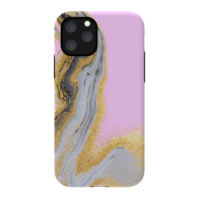 iPhone 11 Pro StrongFit Black and golden liquid marble texture by ArtsCase