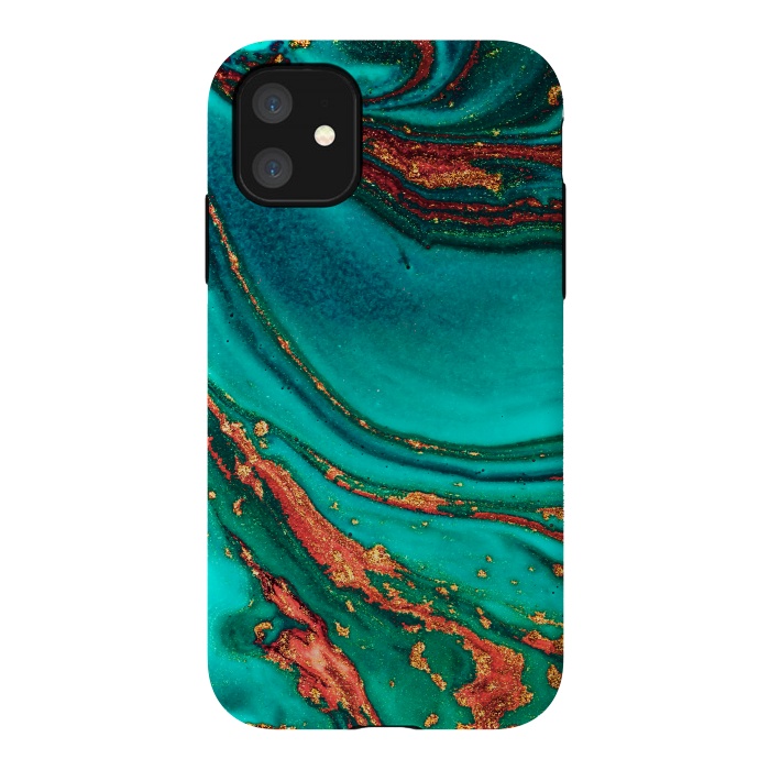 iPhone 11 StrongFit Golden swirl, Marble artistic design by ArtsCase