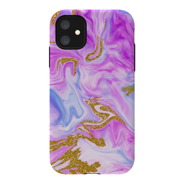 iPhone 11 StrongFit liquid marble with gold accents by ArtsCase