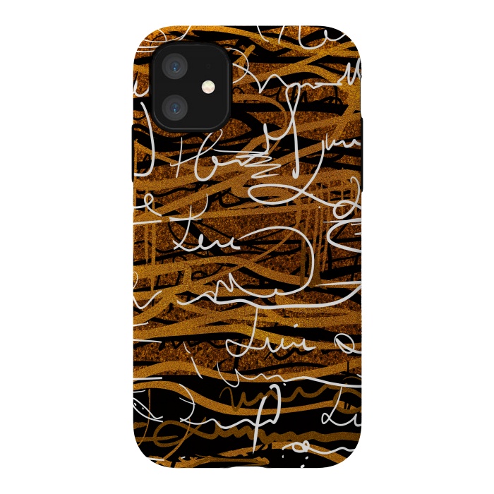 iPhone 11 StrongFit Gold text writing abstract art case by Josie