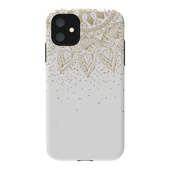 iPhone 11 StrongFit Elegant Gold Mandala Confetti Design by InovArts