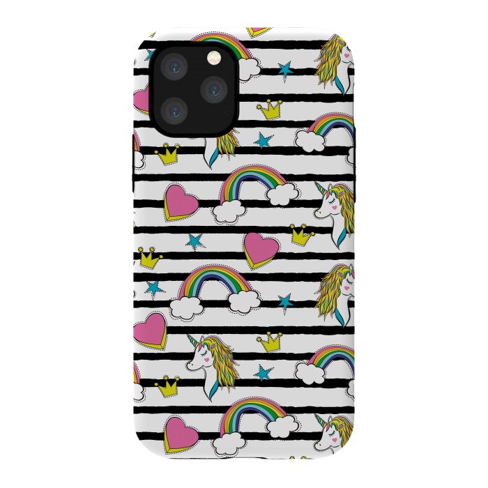 iPhone 11 Pro StrongFit Unicorns Rainbows and Hearts by ArtsCase