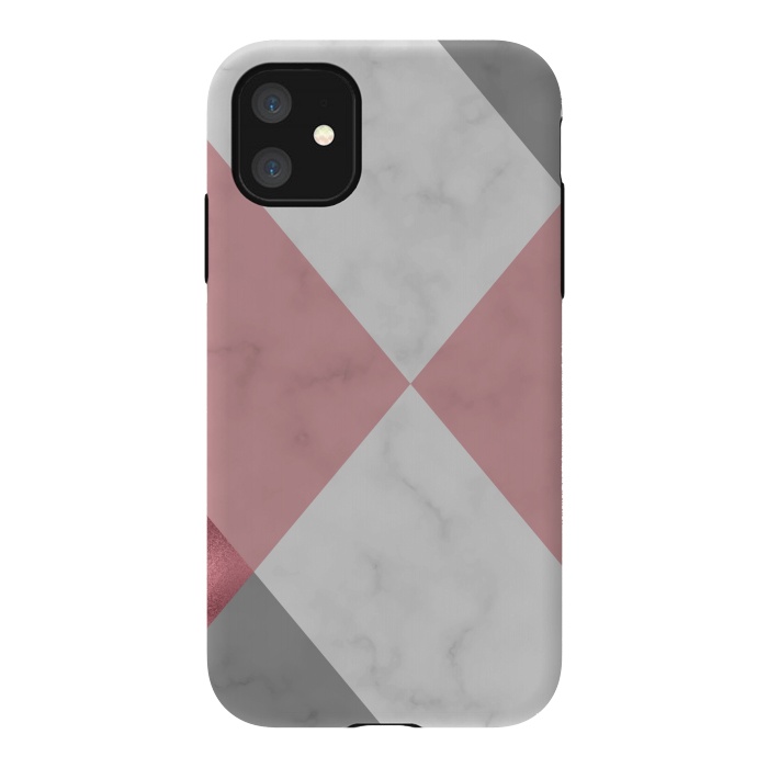 iPhone 11 StrongFit Gray and Rose Marble Geometric design by ArtsCase
