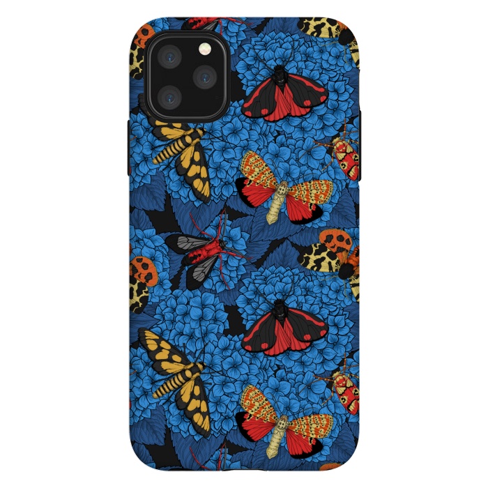 iPhone 11 Pro Max StrongFit Moths on blue hydrangea by Katerina Kirilova