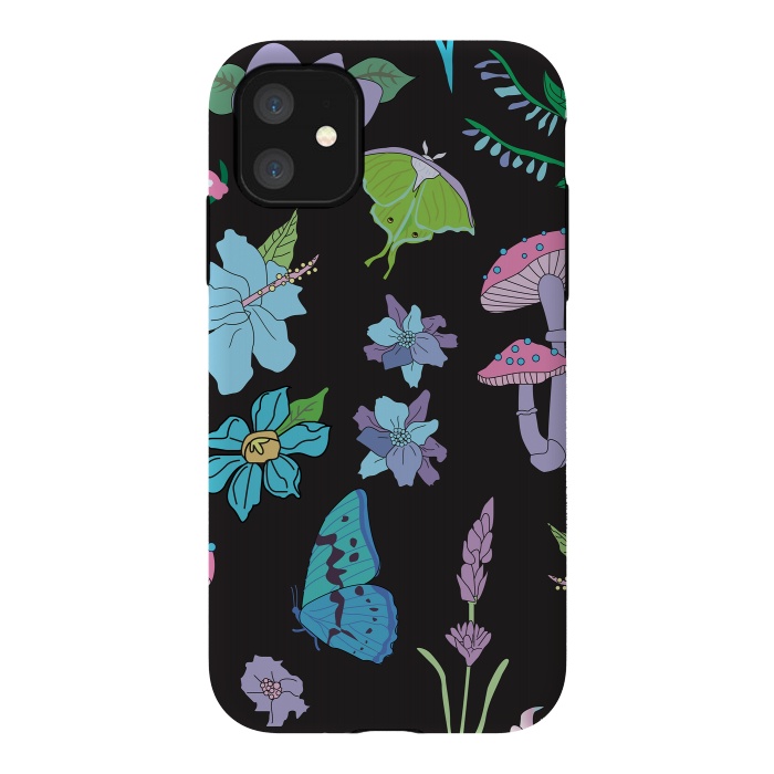 iPhone 11 StrongFit Garden Witch Pastel Mushrooms, Flowers, Butterflies by Luna Elizabeth Art