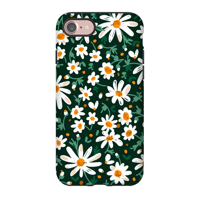 iPhone 7 StrongFit WHITE FLORAL PRINT 2  by MALLIKA