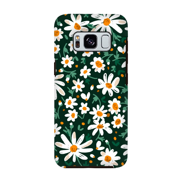Galaxy S8 StrongFit WHITE FLORAL PRINT 2  by MALLIKA