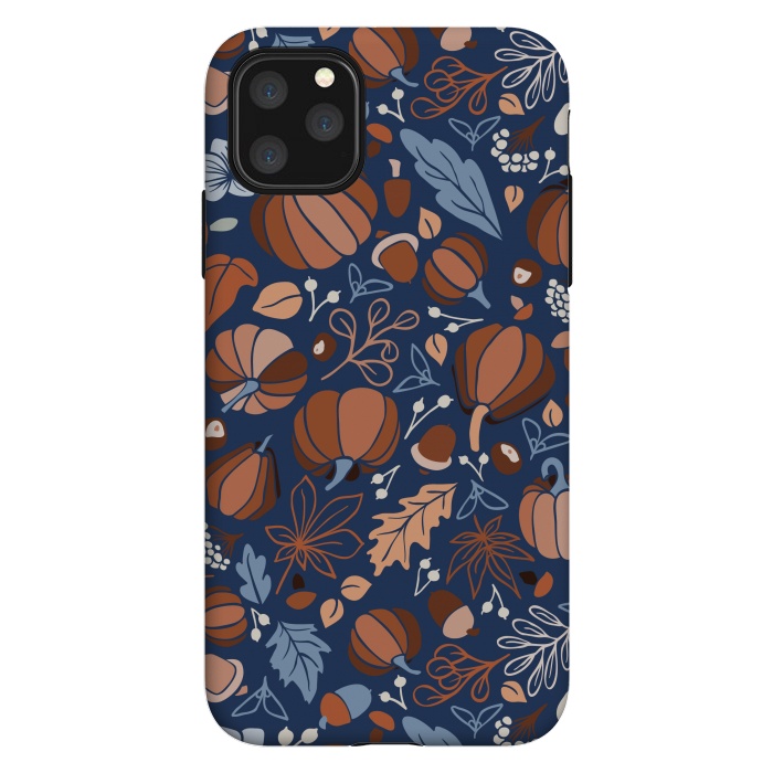 iPhone 11 Pro Max StrongFit Fall Fruits in Navy and Orange by Paula Ohreen
