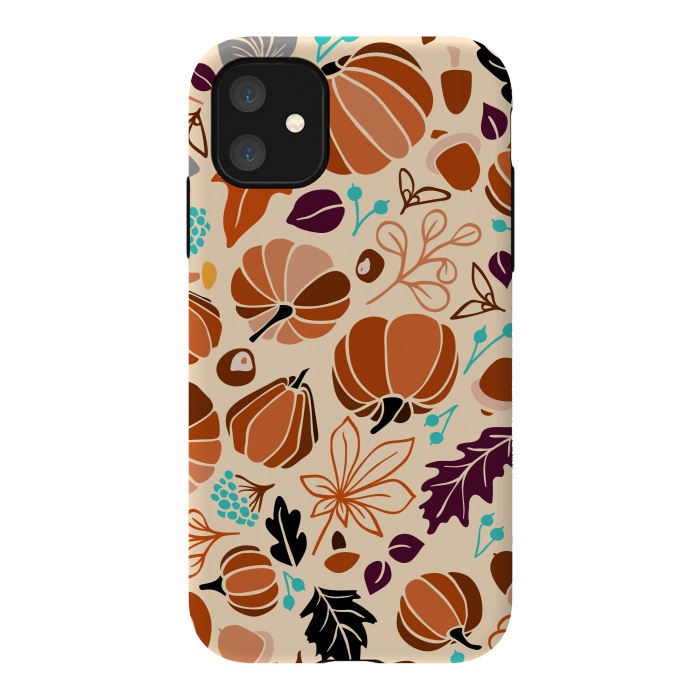 iPhone 11 StrongFit Fall Fruits in Cream and Orange by Paula Ohreen