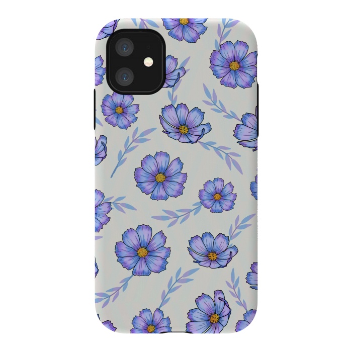 iPhone 11 StrongFit Purple blue flowers by Jms