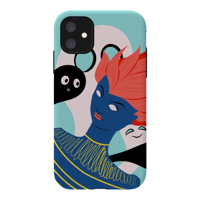iPhone 11 StrongFit Alien Girl With Ghost Imaginary Friends by Boriana Giormova