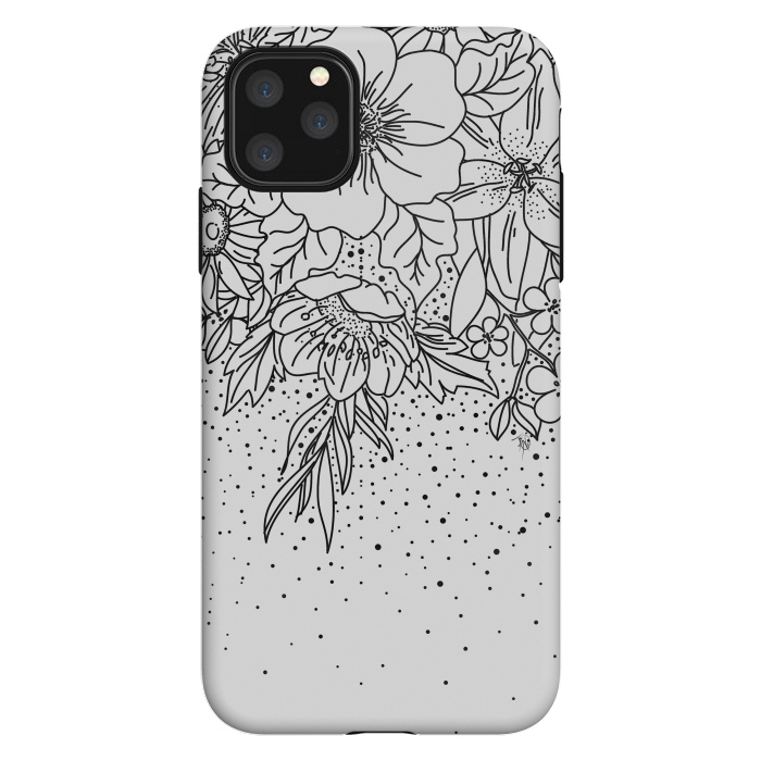 iPhone 11 Pro Max StrongFit Cute Black White floral doodles and confetti design by InovArts