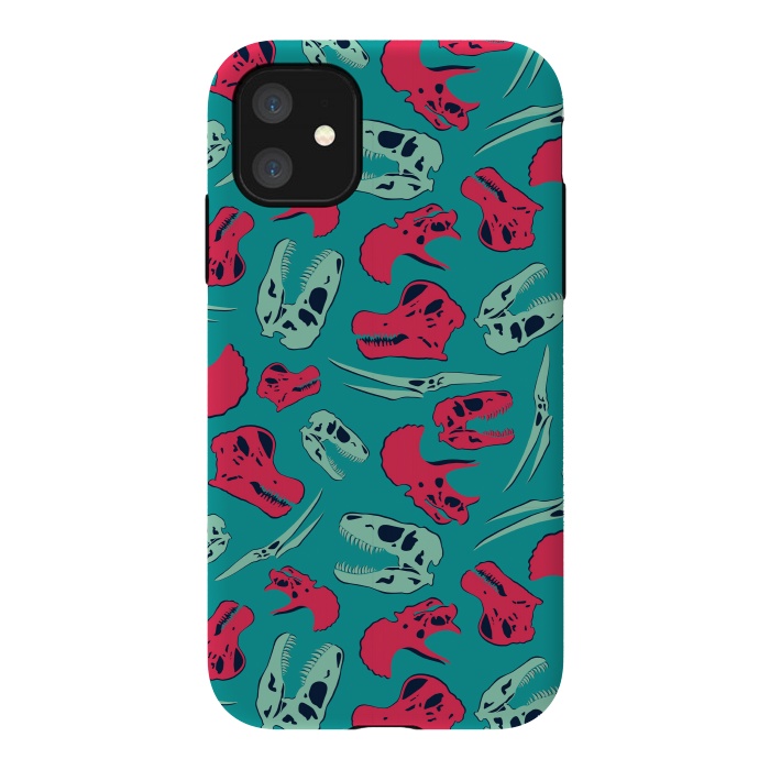 iPhone 11 StrongFit Skull Roll - Teal by Melissa Lee
