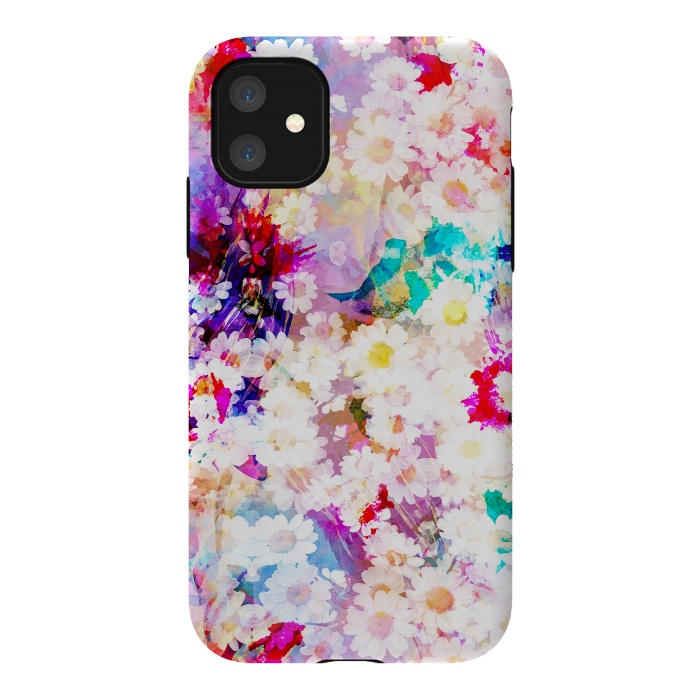 iPhone 11 StrongFit Colorful watercolor daisy petals by Oana 