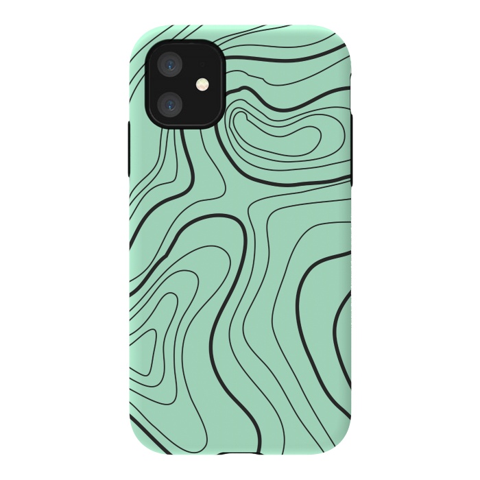 iPhone 11 StrongFit green abstract lines 2 by MALLIKA