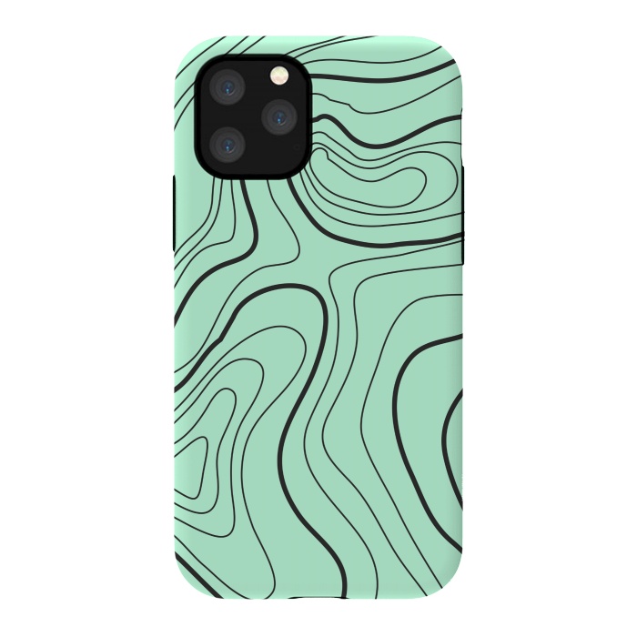 iPhone 11 Pro StrongFit green abstract lines 2 by MALLIKA