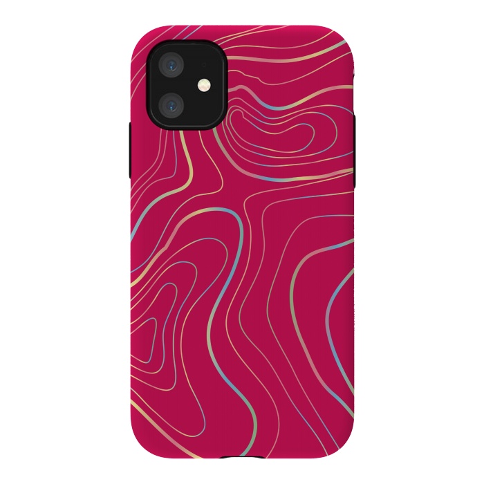 iPhone 11 StrongFit pink golden lines by MALLIKA