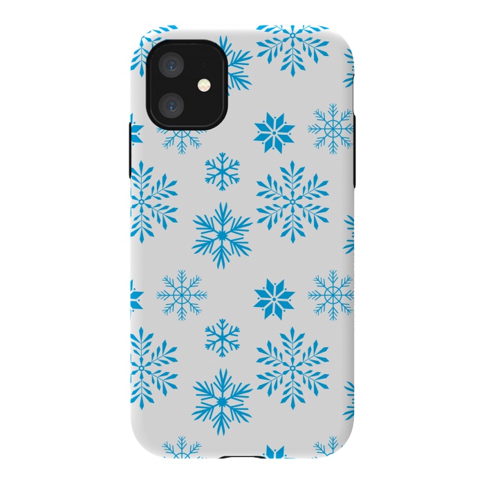 iPhone 11 StrongFit blue snowflakes pattern by MALLIKA
