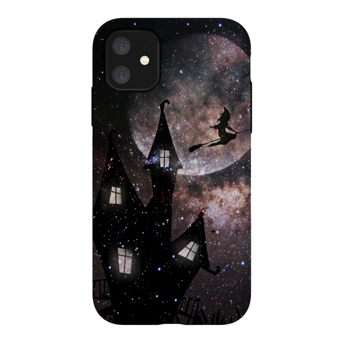 iPhone 11 StrongFit Flying witch and dark house at night by Oana 