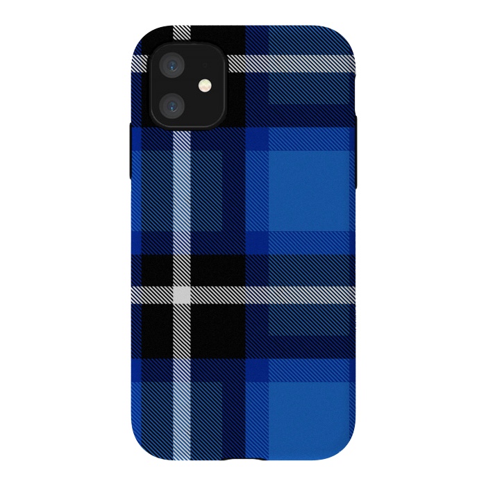 iPhone 11 StrongFit Blue Scottish Plaid by TMSarts
