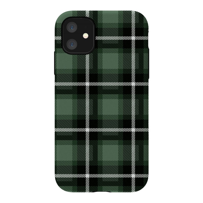 iPhone 11 StrongFit Olive Scottish Plaid by TMSarts