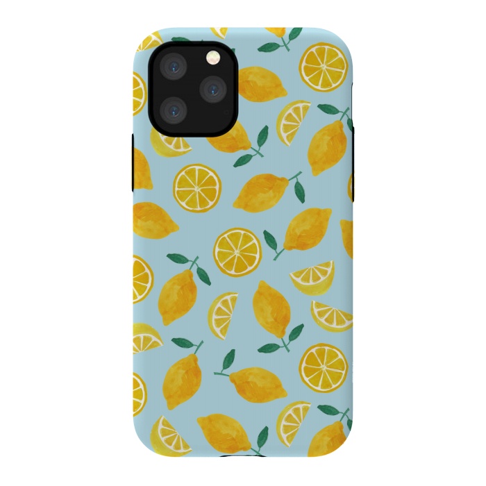 iPhone 11 Pro StrongFit Watercolour Lemons by Tishya Oedit