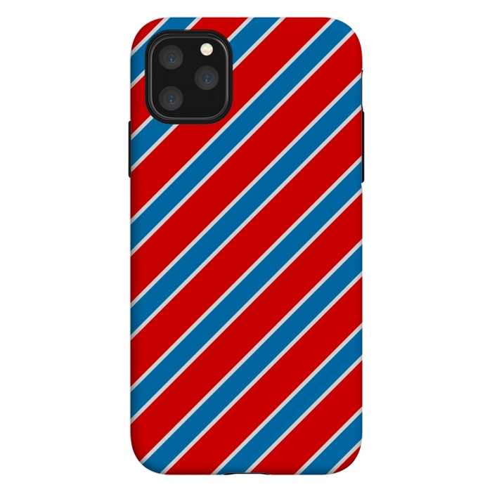 iPhone 11 Pro Max StrongFit Red Blue Diagonal Stripes by TMSarts