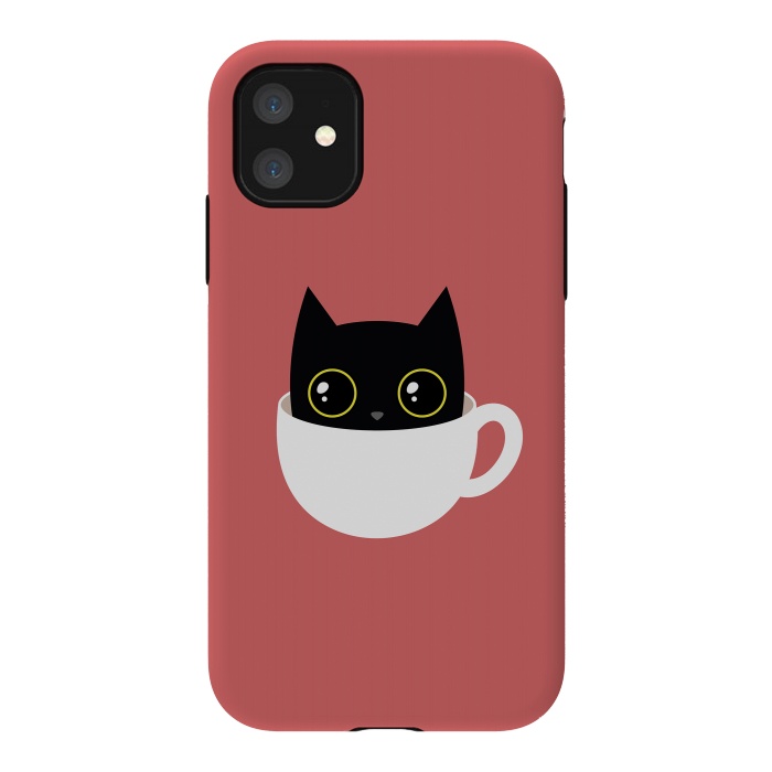 iPhone 11 StrongFit Coffee cat by Laura Nagel