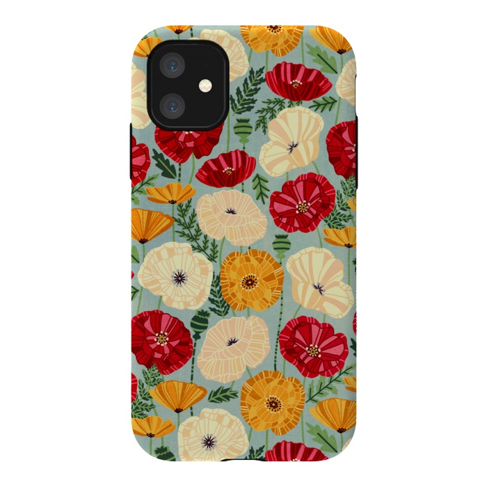 iPhone 11 StrongFit Textured Poppies  by Tigatiga