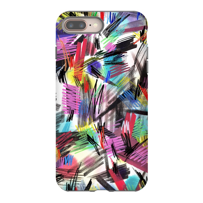 iPhone 7 plus StrongFit Wild Colorful Scratches and Strokes  by Ninola Design