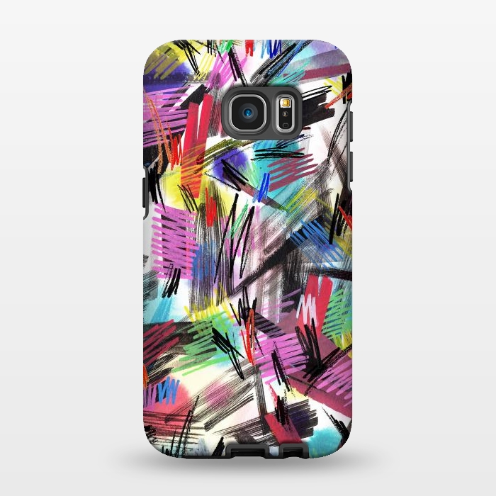 Galaxy S7 EDGE StrongFit Wild Colorful Scratches and Strokes  by Ninola Design