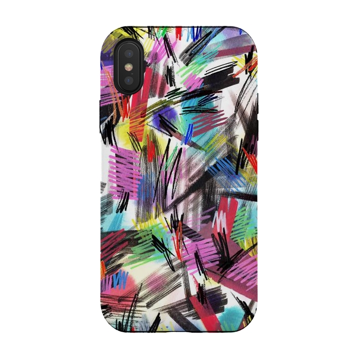 iPhone Xs / X StrongFit Wild Colorful Scratches and Strokes  by Ninola Design