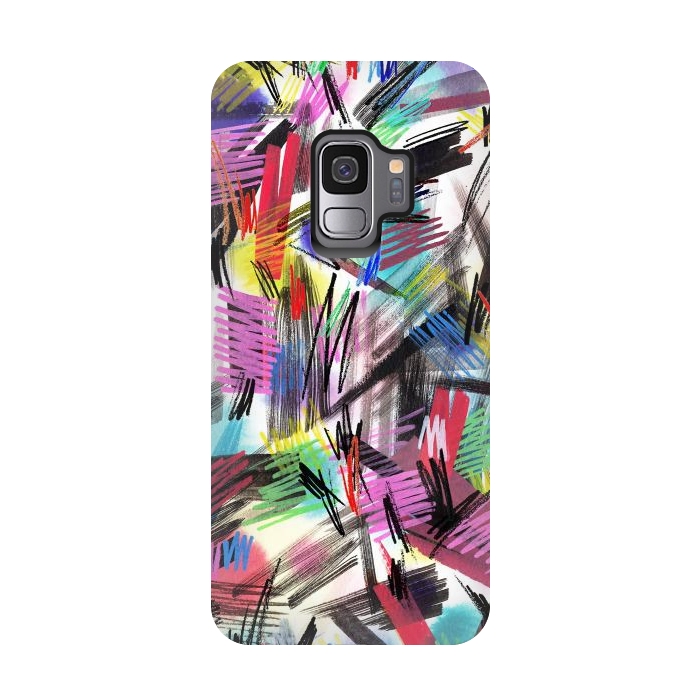 Galaxy S9 StrongFit Wild Colorful Scratches and Strokes  by Ninola Design