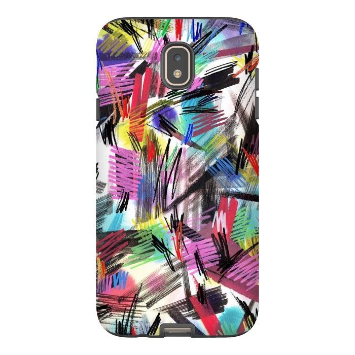 Galaxy J7 StrongFit Wild Colorful Scratches and Strokes  by Ninola Design