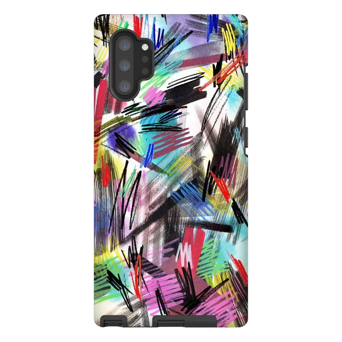 Galaxy Note 10 plus StrongFit Wild Colorful Scratches and Strokes  by Ninola Design