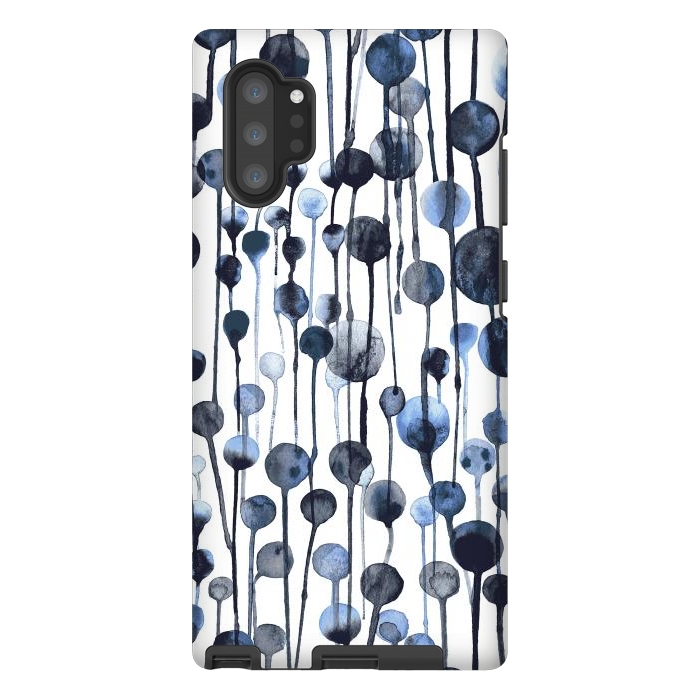 Galaxy Note 10 plus StrongFit Dripping Watercolor Dots Navy by Ninola Design