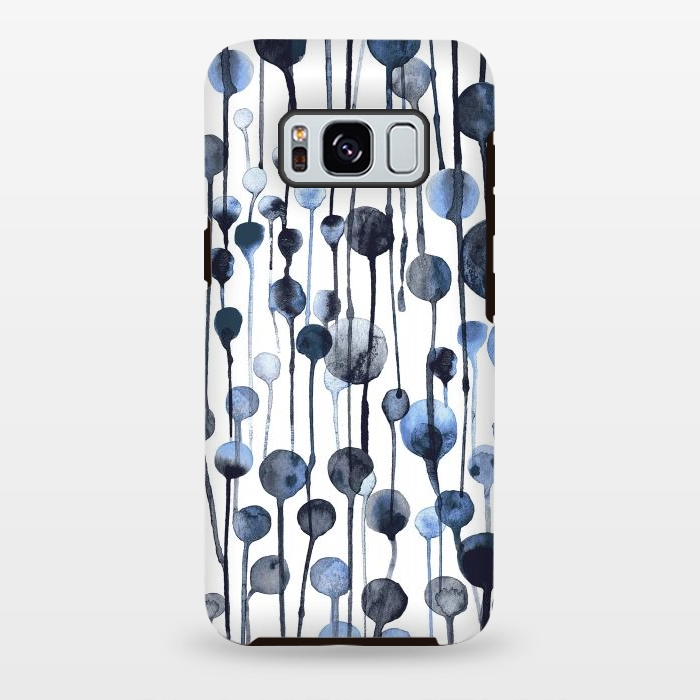 Galaxy S8 plus StrongFit Dripping Watercolor Dots Navy by Ninola Design