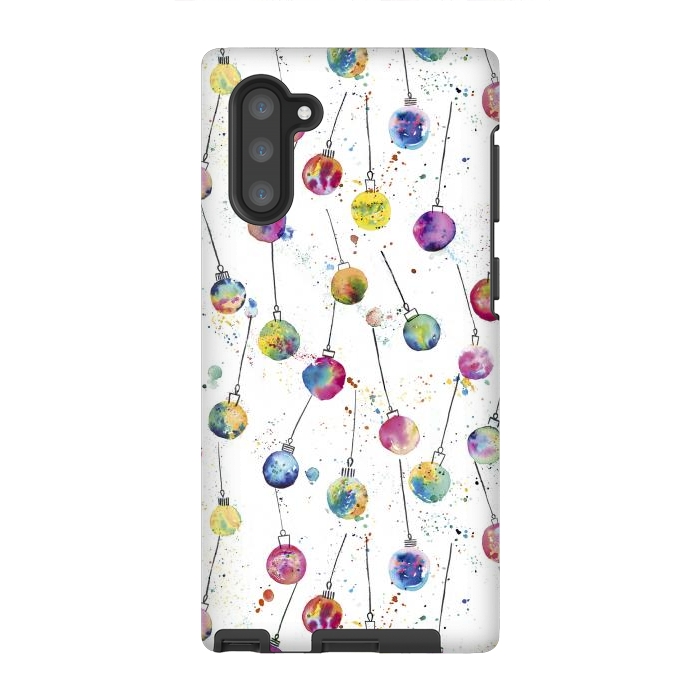Galaxy Note 10 StrongFit Christmas Watercolor Baubles by Ninola Design