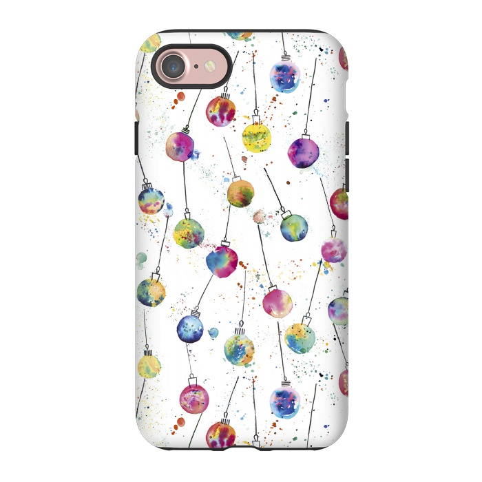 iPhone 7 StrongFit Christmas Watercolor Baubles by Ninola Design
