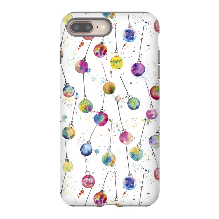 iPhone 7 plus StrongFit Christmas Watercolor Baubles by Ninola Design