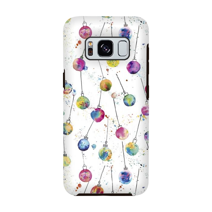 Galaxy S8 StrongFit Christmas Watercolor Baubles by Ninola Design