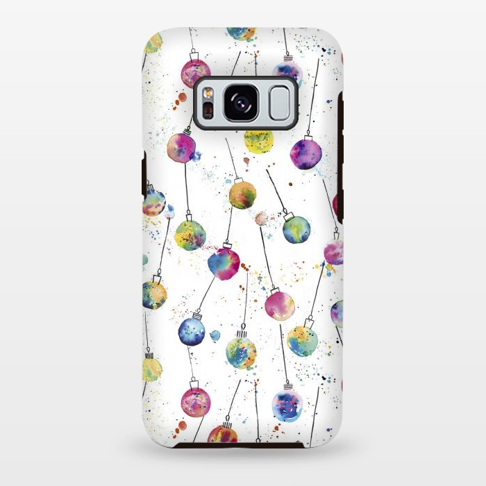Galaxy S8 plus StrongFit Christmas Watercolor Baubles by Ninola Design