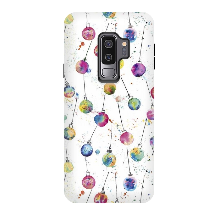 Galaxy S9 plus StrongFit Christmas Watercolor Baubles by Ninola Design