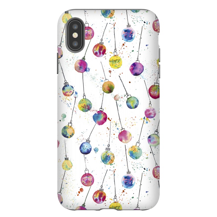 iPhone Xs Max StrongFit Christmas Watercolor Baubles by Ninola Design
