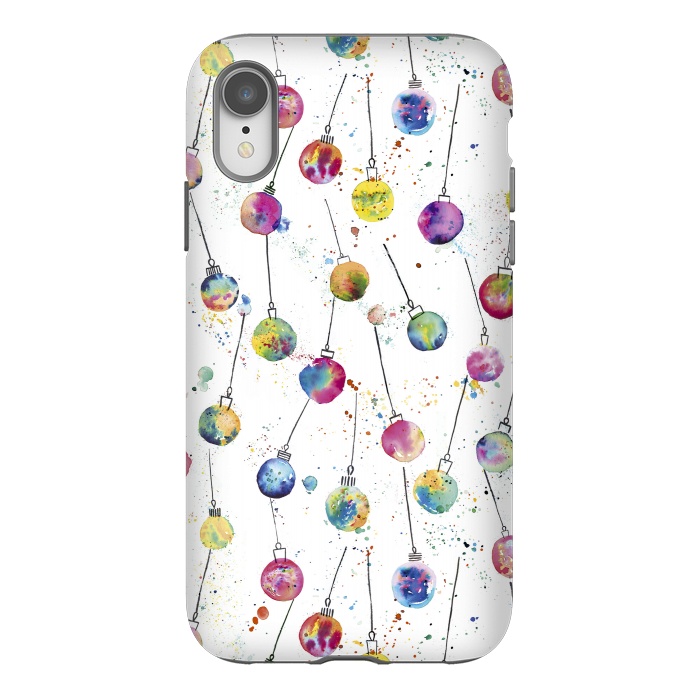 iPhone Xr StrongFit Christmas Watercolor Baubles by Ninola Design